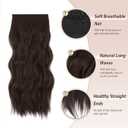 FESHFEN Clip in Hair Extensions - 4 PCS Long Wavy Thick Clip in Hairpieces Full Head Synthetic Hair Extension for Women, Dark Brown 20 Inch