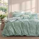 Bedsure Duvet Cover Queen Size - Reversible Green Queen Duvet Cover Set with Zipper Closure, 3 Pieces Floral Patterned Bedding Set with 8 Corner Ties and 2 Pillow Shams