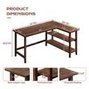IOTXY 53" Reversible L-Shaped Office Desk with Storage Shelves, Walnut