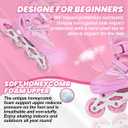 Kids Inline Skates for Girls Boys, Youth and Adult, Adjustable Blades Roller Quad Skates for Men and Women with Full Wheels Illuminating, Outdoor Skates (Large Size, Pink)
