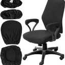 4 Pcs Computer Chair Covers,Stretch Office Chair Seat Covers,Universal Protective Stretchable Desk Chair Seat Cover for Swivel Chairs & Office Accessories(Black)