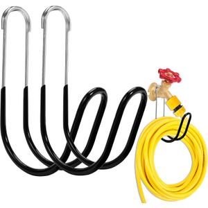 Garden Hose Holder Water Hose Hanger Wall Mounted,304Stainless Steel Solid Hose Hook Holds Up to 50Ft Garden Hose, Expandable Hose, Water Hose(Black Paint 2pcs)