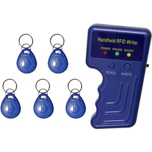 Blue Portable Handheld Copier, 125KHz Handheld RFID Copier + 5 writable Cards