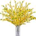 6Pcs Artificial Forsythia Branches 35" Yellow Long Stem Artificial Flowers for Tall Vase Fake Silk Flowers Forsythia Stems for Home Table Centerpiece Kitchen Decorations