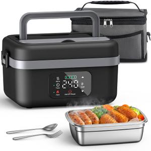 Cordless Electric Lunch Box for Adults, 16000mAh Rechargeable Auto Heated Lunch Box, 1L Portable Self-Heating Food Warmer for Office, Picnic, Car & Outdoor Use