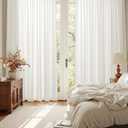 Nanspring Beige White Linen Curtains Extra Long 120 Inches Long for Living Room 2 Panel Set Back Tab Light Filtering Boho Farmhouse Semi Sheer Curtain Drapes for Dining Room Large Window 10 FT Tall