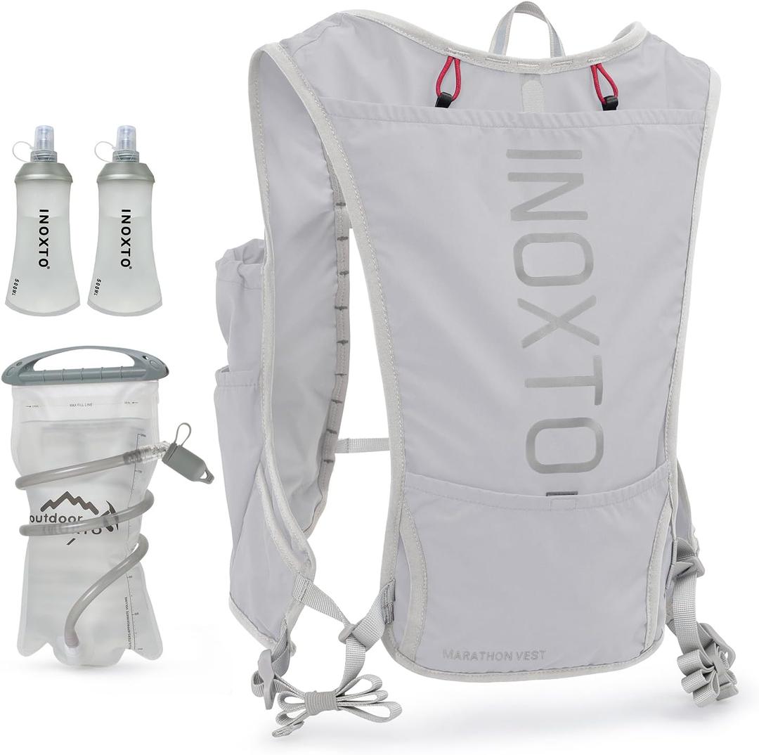 INOXTO Running Hydration Vest Backpack,Lightweight Insulated Pack with 1.5L Water Bladder Bag Daypack for Hiking Trail Running Cycling Race Marathon for Women Men