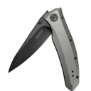 Kershaw 3.7" Stainless Steel Blade Pocket Knife Grid 2200, Grey, One Size & Outright Black Pocket Knife, 3 inch 8Cr13MoV Stainless Steel Blade, 8320BLK