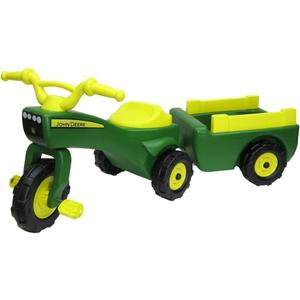 John Deere Ride On Toys Pedal Tractor with Wagon for Kids Aged 18 Months to 3 Years, Green/Yellow, Small