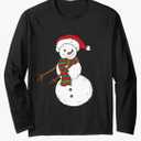 Funny cute Christmas snowman Long Sleeve T-Shirt Size S