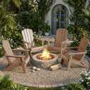 Folding Adirondack Chair, Lightweight & Portable HDPE Patio Chair, All-Weather Space-Saving Foldable Fire Pit Seating for Camping, Backyard, Deck-Cedar, 1PC