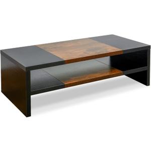 TEAMIX 2 Tiers Desktop Monitor Stand Riser 20 Inch Printer Stand with Storage Small TV Riser Laptop Wooden Desk Organizer Shelf Bookshelf (Black+Brown, 2 tiers)