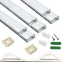 THMOOTHER LED Strip U Channel Diffuser 6-Pack 3.28FT,Surface Mounted Tape Light Aluminum Track with Continuous Silicone Cover.Cabinet Stairs Counter,Wall Flush Installed Low Profile (Silver, 6X3.3FT)