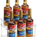 IEEK Coffee Syrup Rack,2 Tier Clear Acrylic Coffee Syrup Organizer with anti slip padfor Coffee Bar,Kitchen.Small Wine Rack for Bar,Family,Storage for Syrup,Wine,Dressing,6 Bottle Capacity