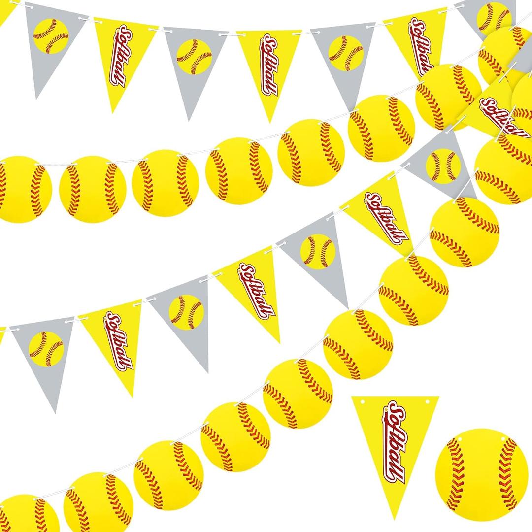 Tinlade 4 Pieces Softball Party Decorations Softball Party Banners Bunting Hanging Banners Paper Garlands Favors for Sports Theme Birthday (Bright Style) Tinlade 4 Pieces Softball Party Decorations Softball Party Banners Bunting Hanging Banners Paper Garlands Favors for Sports Theme Birthday (Bright Style)