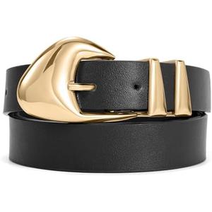 XZQTIVE Women's Leather Belts for Jeans Dress Pants Black Brown Belts for Women Ladies Waist Belts with Gold Buckle at Amazon Womens Clothing store
