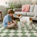 5x8 Checkered Washable Area Rug, Non-Slip Farmhouse Diamond Carpet for Living Room, Neutral Rug for Bedroom, Boys Room,Dining Room or Office