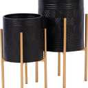 Planters Contemporary Aztec Gold Black Set 2 Iron