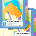 16 PCS 8 Tab Binder Dividers for 3 Ring Binder,Thicken, Write & Erase Reusable Waterproof Plastic Binders for School & Office Files, 2 Set, Extra 40 Labels (Blue)