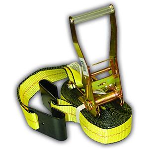 Everest - S1022 Premium Ratchet Tie Down 1 PK 2 IN. X 27 FT 3333 LBS. Working Load 10000 LBS. Break Strength Flat-Hook Cargo Straps - Moving Appliances and Equipment - Vibrant Everest Yellow