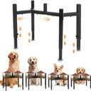 Elevated Dog Bowl Stand, FHDUSRYO Upgrade Metal Dog Feeder Supports, 4 Adjustable Heights 8-14.5" Width 14-21.2", Non-Slip and No Spill Raised Pet Bow Holder for Small Medium Large Dogs (Double)