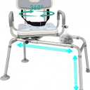 UNILEAF Sliding Tub Transfer Bench with 360 Swivel Seat, 350 lb Capacity Shower Transfer Chair for Bathtub, Height Adjustable Frame with Safety Strap, ToolFree Assembly