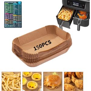 Ninja Air Fryer Liners Disposable, Ninja Dual Air Fryer Liners,150PCS Rectangle Air Fryer Accessories,Baking Parchment Paper Liners for Ninja DZ201 /401