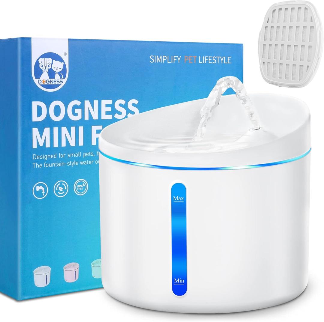 DOGNESS D03 Pet Water Fountain, 1L Healthy and Hygienic Drinking Fountain Super Quiet Flower Automatic Electric Water Bowl for Dogs, Cats, Birds (White)