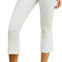 Women's Fold Over Capri Pants Elastic Low Waist Knee Length Stretch Tight Sold Color Yoga Pants (White, S)