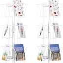 Gisafai 2 Pcs Rotating Countertop Greeting Card Rack White 25'' H x 12'' D 24 Pockets Total Business Metal Wire Rotating Book Rack with Sign Clip for Thrift Retail Grocery Convenience Stores, 3 Tiers