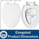 Bemis 7300SLEC Slow Close Toilet Seat, Easy Clean Hinges and Durable Plastic Seat, Made in USA, Elongated, White