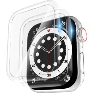 [2 Pack] Tempered Glass Screen Protector 40mm Compatible for Apple Watch Series 6/5/4/ SE 3, EWUONU Full Coverage Waterproof 3D Curved Edge Anti-Scratch Bubble Free HD Clear Screen Film for iWatch Accessories(40mm)