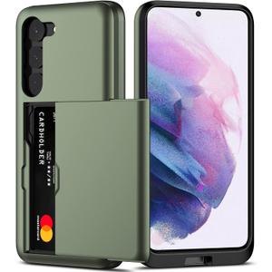 Nvollnoe for Samsung S23 Case with Card Holder 5G 6.1 inch Slim Dual Layer Heavy Duty Protective for Galaxy S23 Case Hidden Card Slot Wallet Case for Samsung S23(Green)