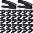 Desktop Stapler School College Office Supplies Portable Durable Staplers for Desk Accessories Heavy Duty Stapler with 25 Sheet Capacity for Home Classroom Office Teacher (Black, 30 Pcs)