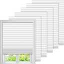 6 Pack Temporary Paper Blinds for Indoor Windows No Drill, 24" W x 59" H Light Filtering Adhesive Pleated Shades for Windows Cordless with 12 Clips, Room Darking Shades for Bedroom, White