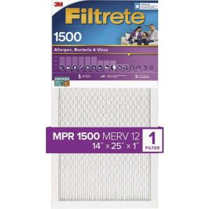 3M Filtrete Ultra Allergen Furnace Air Filter [1 Pack] Size: 25" H x 14" W x 1" D