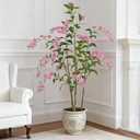 Artificial Jasmine Tree 6ft Black Flower Pot Fake Trees, Lifelike Artificial Trees with Natural - Looking Blooms, Perfect for Any Space