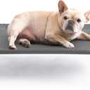 EHEYCIGA Elevated Dog Cot Bed Medium Size Dog, Raised Outdoor Dog Hammock, Lifted Pet Platform with Frame and Washable Waterproof Cooling Teslin Mesh and Anti-Slip Feet, 35x22 inch (Grey)