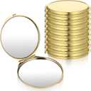 10 Pcs Compact Mirror for Purse, Metal Round Shell Travel Makeup Mirrors Portable Folding Double-Sided 1X 2X Magnification Pocket Mirror for Women Gold