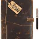 Leather Portfolio, Leather Binder with Pen, Resume Organizer & Padfolio for Men and Women | Business Portfolio with Card Holder & Document Organizer (Antique Brown)