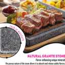Artestia Hot Stone Steak Cooking Set 2 Natural Granite Grill Stones + 1 Bamboo Tray +1 Salad Plate & 3 Sauce Bowls Indoor/Outdoor BBQ Sizzling Steak & Seafood Grilling Gift