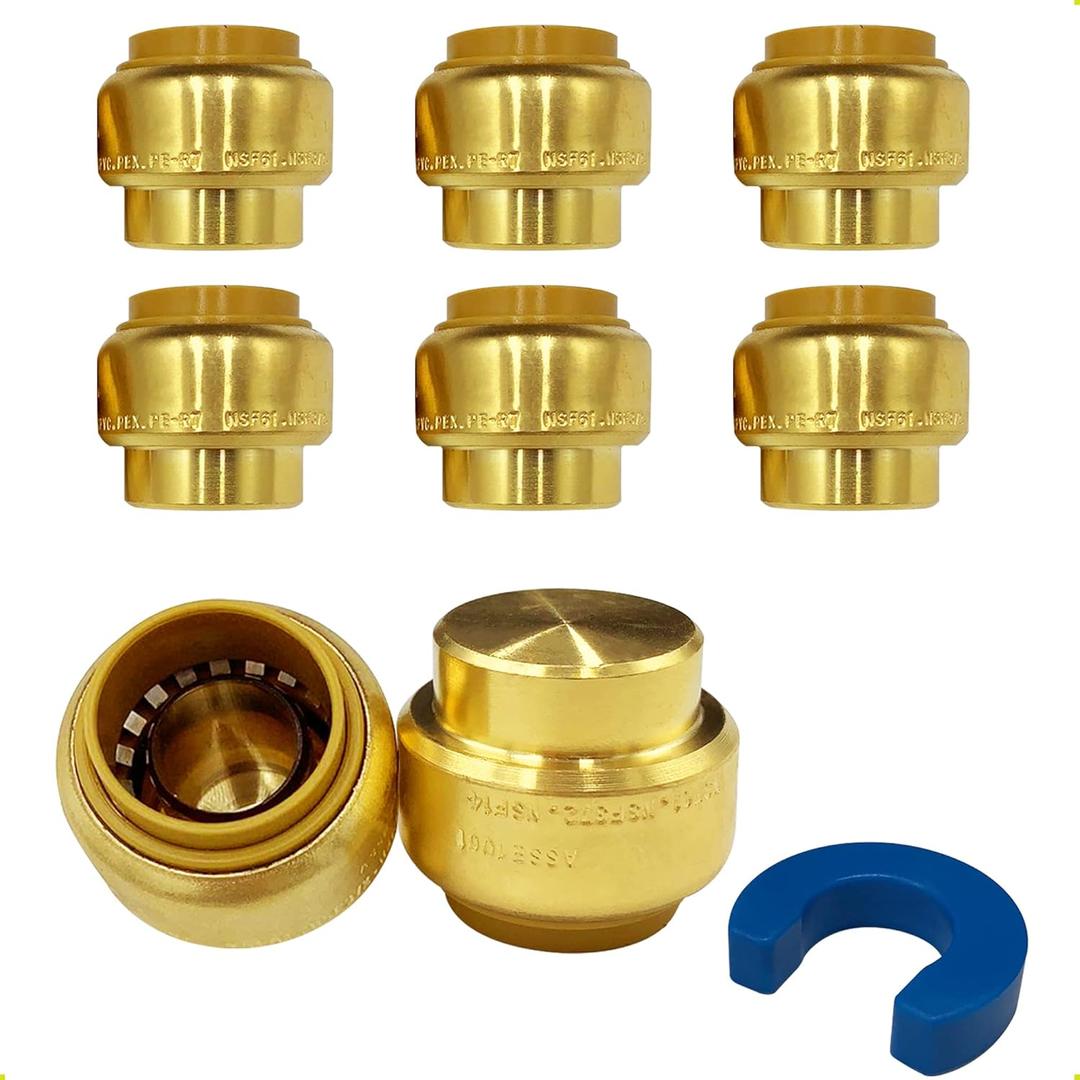Push Fit End Cap, Push Fit Coupling, Push-to-Connect Plumbing Fittings, Brass Straight Plumbing Fittings with Disconnect Clip, Push-to-Connect, CPVC (1/2", 6 Pcs) Push Fit End Cap, Push Fit Coupling, Push-to-Connect Plumbing Fittings, Brass Straight Plumbing Fittings with Disconnect Clip, Push-to-Connect, CPVC (1/2", 6 Pcs)