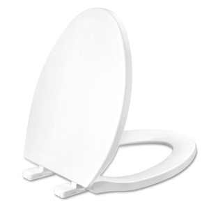 Toilet Seat Elongated, Slow Close Hinges, Non-Slip Bumpers, White | Easy Clean Toilet Seat Cover, Two Mounting Kits, Durable High-Gloss Plastic, Quick-Release, for Standard Elongated Toilets