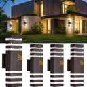 DASTOR 4 Pack Dusk to Dawn Outdoor Light Fixture, Modern Wall Lights Brown Exterior Sconce, 3000K Up and Down Porch Lights for House Garage Patio