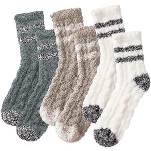 Premillow Fuzzy Socks for Women - Winter Fluffy Cozy Socks with Coral Fleece,Warm Soft Slipper Sock for Women (3 Pairs, Plain Color)