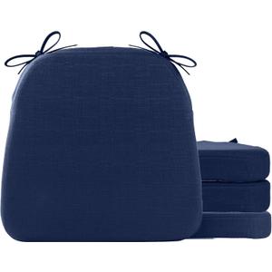 Battilo Chair Cushions for Dining Chairs with Ties, Kitchen Chair Pad with Non-Slip Backing and Removable Cover, Indoor/Outdoor Dining Seat Cushion, 16"x16"x2", Set of 4, Navy