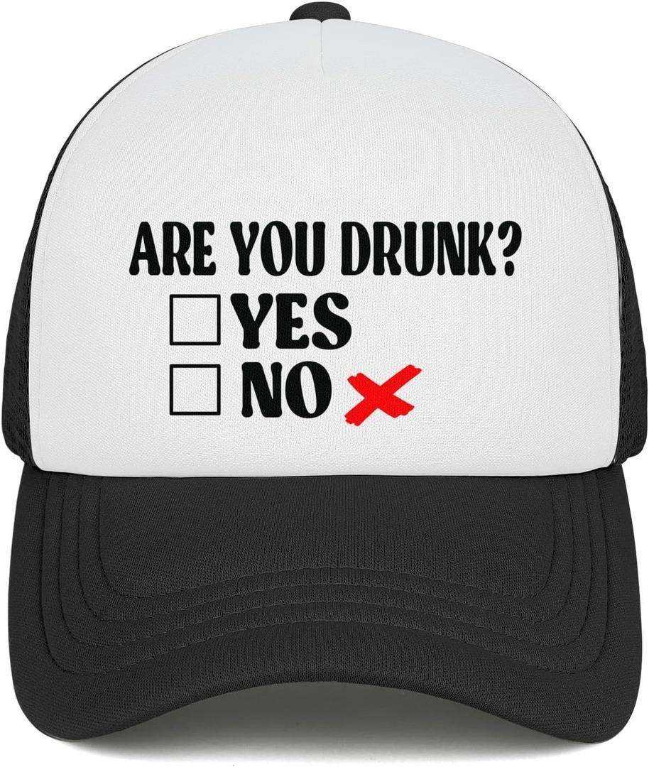 Funny Trucker Hat Gag Gifts Snapback Hat Drinking Joke Baseball Cap for Men Women (Are You Drunk)