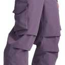 Mens Ski Pants Waterproof Insulated Winter Snow Baggy Snowboard Pants Splice Patches Outdoor Sports (X-Large, Purple)