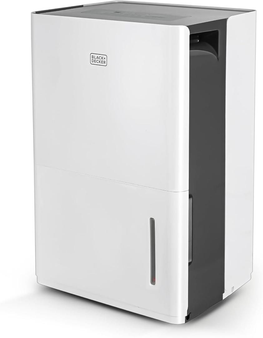 BLACK+DECKER 22-Pint Portable Dehumidifier, Dehumidifier for Home up to 1500 Sq. Ft. Coverage, For Basement and Medium to Large Spaces, Removable Bucket and Drain Hose Included, BD22MWSA, White