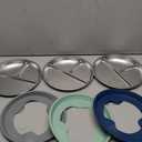 BUSOHA 3 Pack Stainless Steel Kids Plate Set - 9 Divided Toddler Baby Plates with Silicone Sleeves with Suction 2-in-1 Anti Breakage Metal Toddler Bowls Microwave Dishwasher Safe (Dark Blue + Dark Gray + Green)